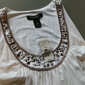 White Tank top with embellished neck